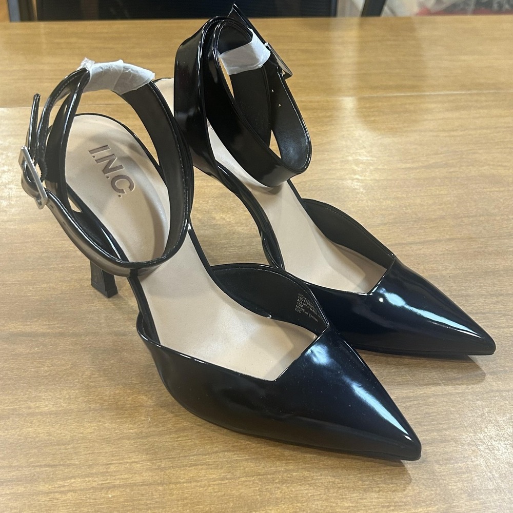 INC International Concepts Shoes Womens Size 10 Black Ozanna Ankle Strap Pump